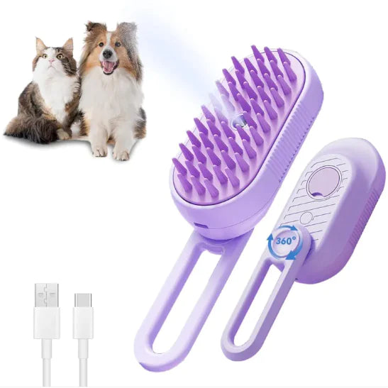 3-in-1 Pet Steam Brush - Self-Cleaning Grooming Tool for Dogs & Cats