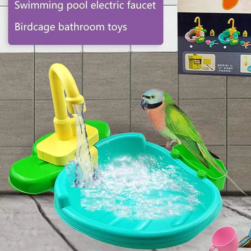 Electric Bird Bath Accessories for Parrots – Circulating Water Cage Bathtub
