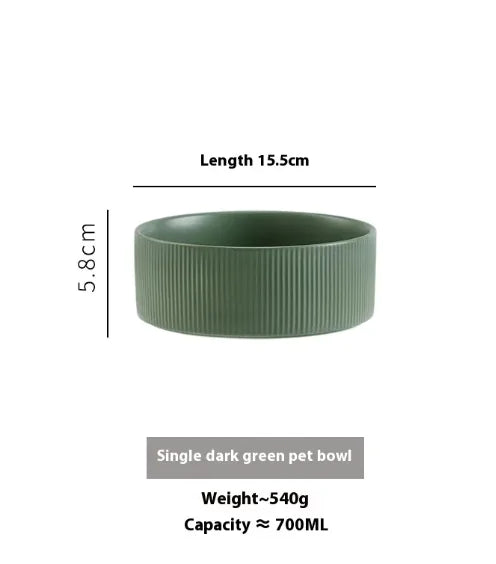 Elevated Pet Ceramic Bowl with Wooden Stand - Anti-Tip Stable Design