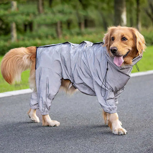 Waterproof Reflective Raincoat for Large Dogs and Pets – PU Outdoor Rain Jacket