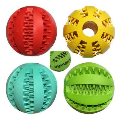 Dog Chew Toy Ball - Rubber Dental Teeth Cleaning Toy for Aggressive Chewers