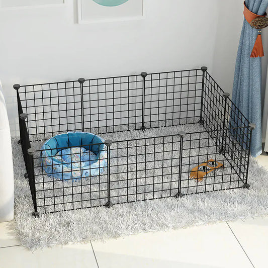 Indoor Isolation Fence Cage for Small Dogs – Modular Iron Wire Playpen (6-12 Panels)