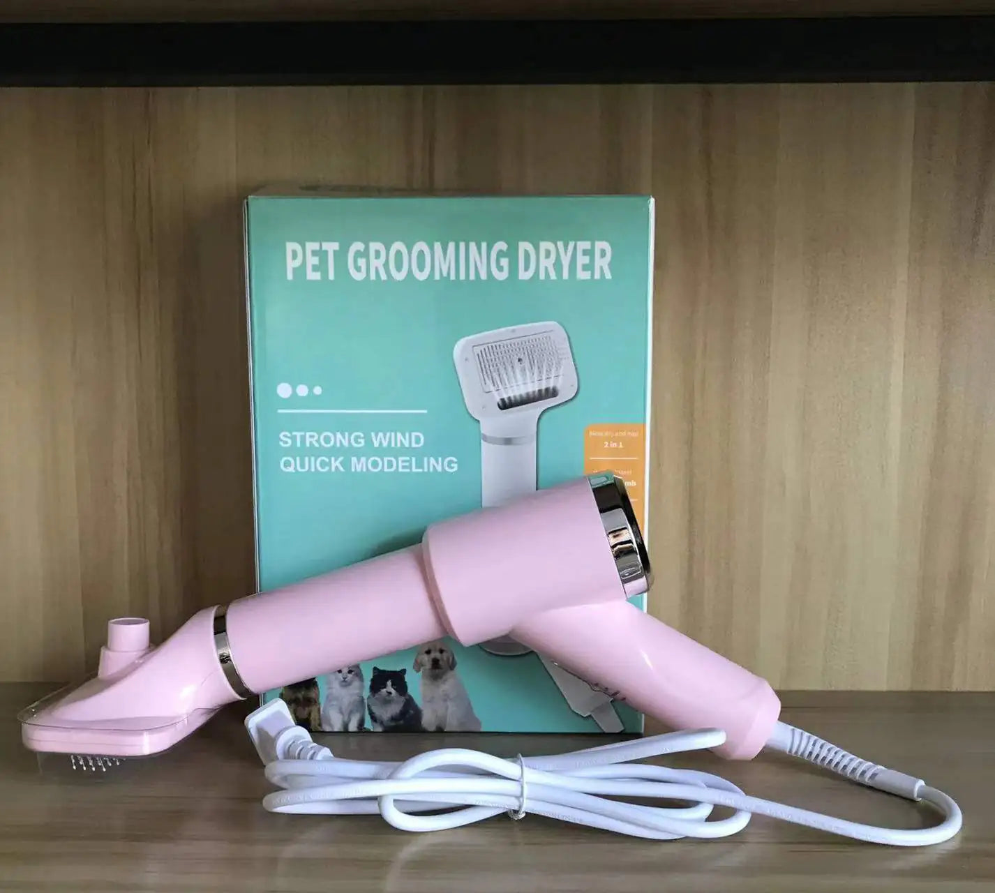 Pet Hair Dryer and Grooming Comb for Dogs and Cats – 2-in-1 Hot Air Brush