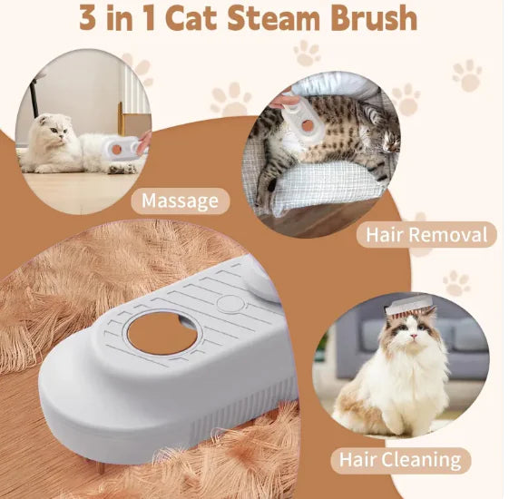 3-in-1 Pet Steam Brush - Self-Cleaning Grooming Tool for Dogs & Cats