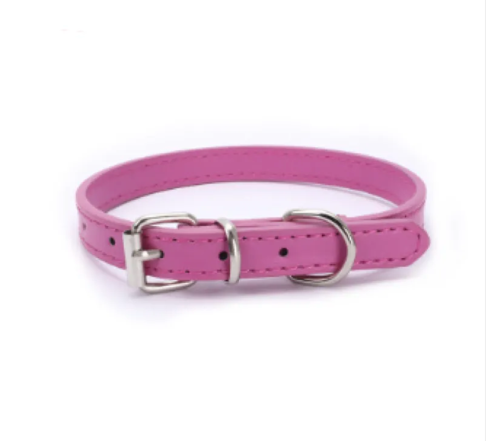 Adjustable Metal Dog Chain Collar – Stretchable PU Strap with Alloy Buckle