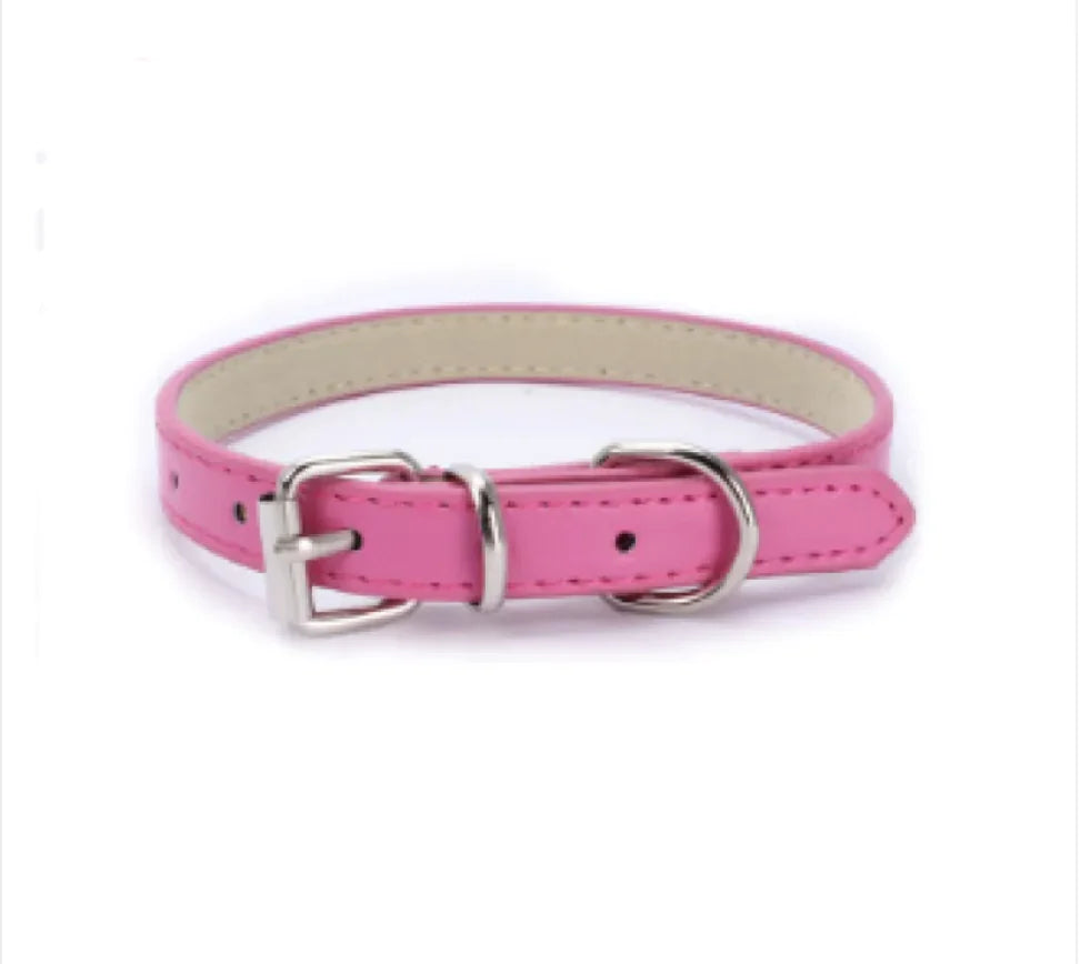 Adjustable Metal Dog Chain Collar – Stretchable PU Strap with Alloy Buckle