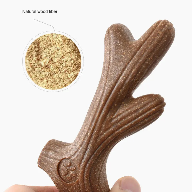 Durable Pine Wood Dog Chew Toy – Bone‑Shape Interactive Dental Stick