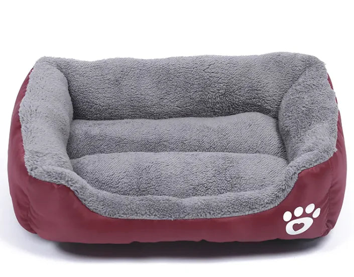 Square Pet Bed – Four Seasons Cotton Wool Dog Mat with Footprint Design