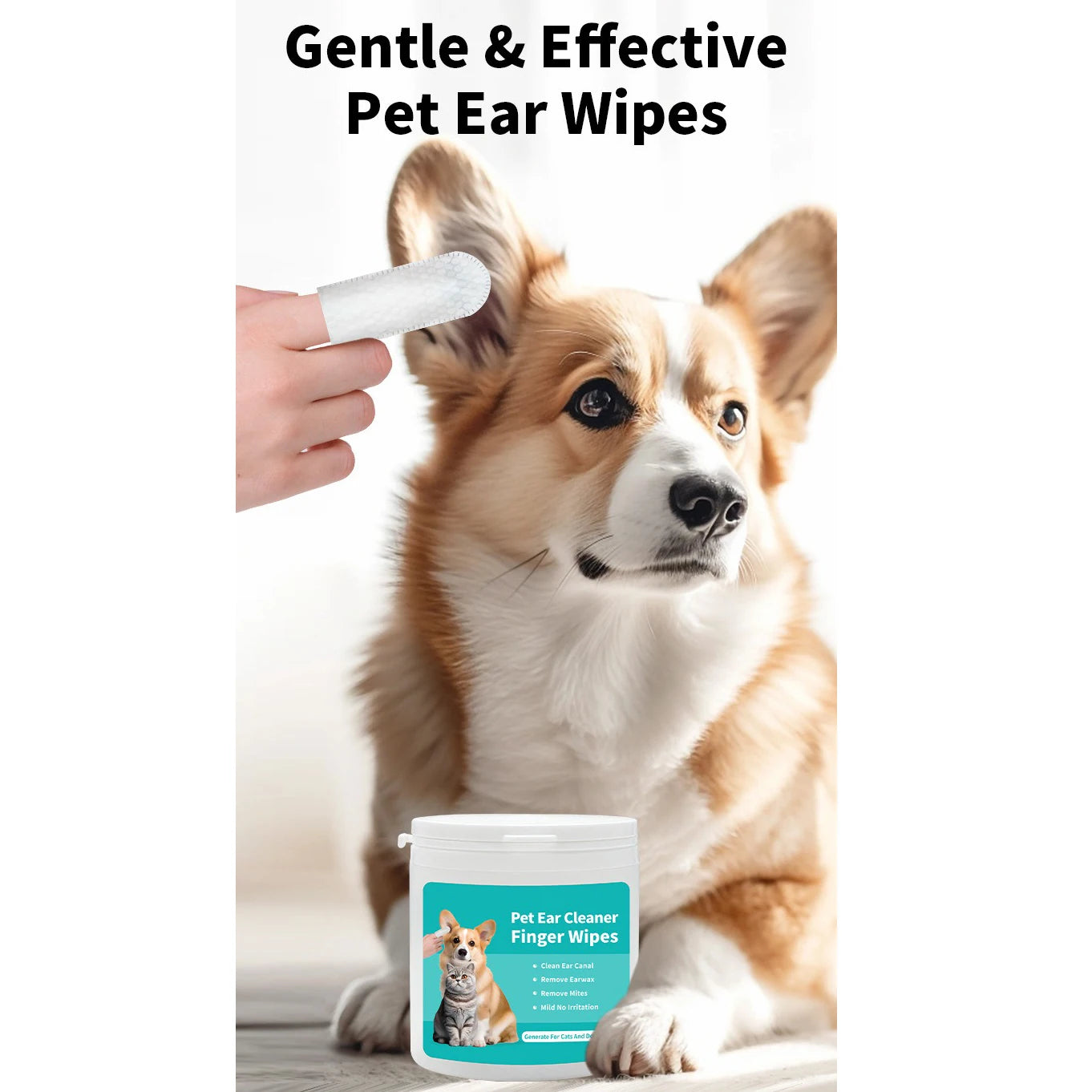 Pet Eye Wipes for Dogs & Cats – Hypoallergenic Tear Stain Remover (Alcohol-Free)