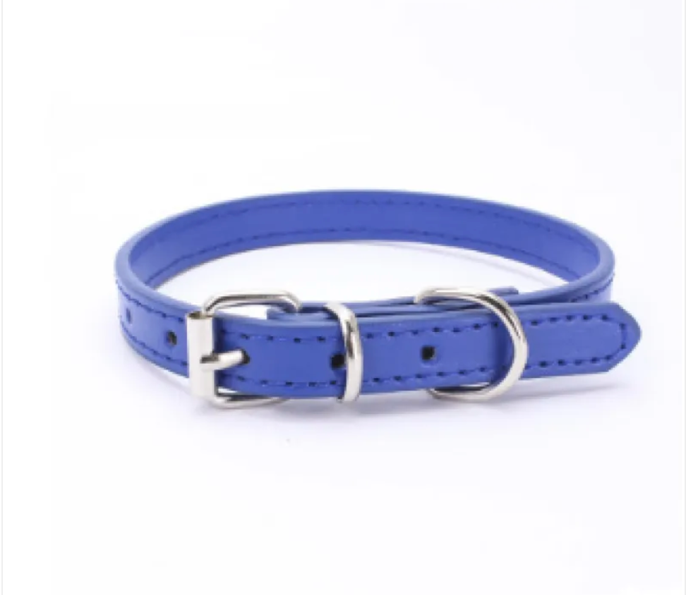 Adjustable Metal Dog Chain Collar – Stretchable PU Strap with Alloy Buckle