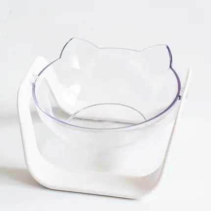 15° Adjustable Transparent Cat Bowl – Neck Support Posture Feeder (Single/Double)