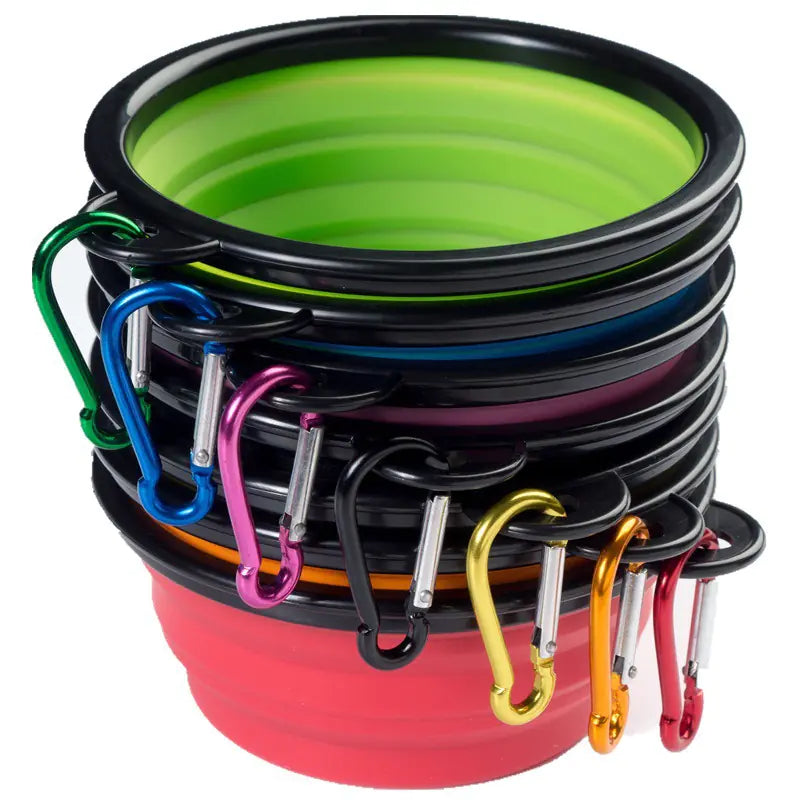 Portable Folding TPE Silicone Pet Bowl – Collapsible 350ml/1000ml Travel Feeder 9 Colors