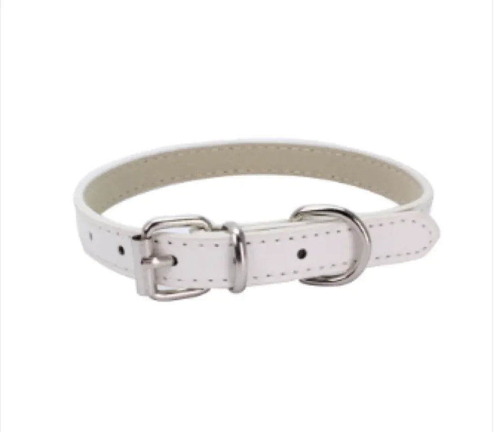 Adjustable Metal Dog Chain Collar – Stretchable PU Strap with Alloy Buckle