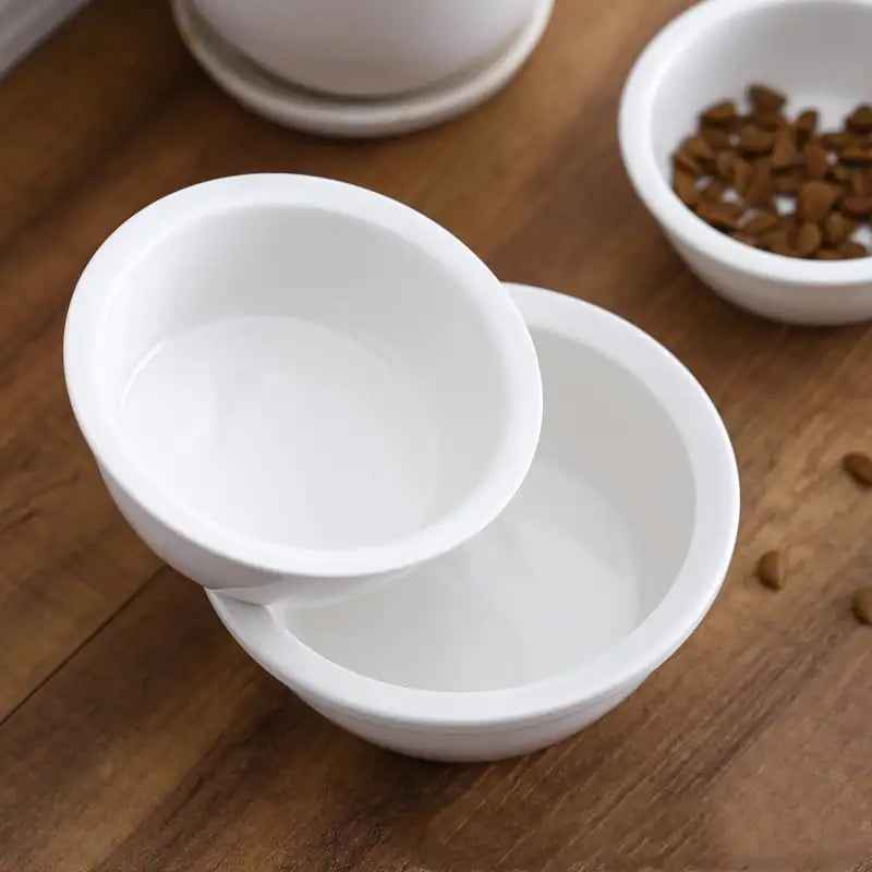 Ceramic Double Pet Food Bowl for Cats & Dogs – Stable Non‑Slip Feeding Station