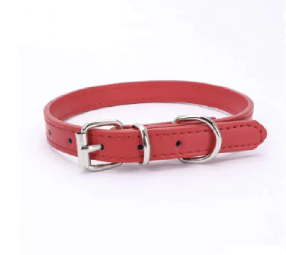 Adjustable Metal Dog Chain Collar – Stretchable PU Strap with Alloy Buckle