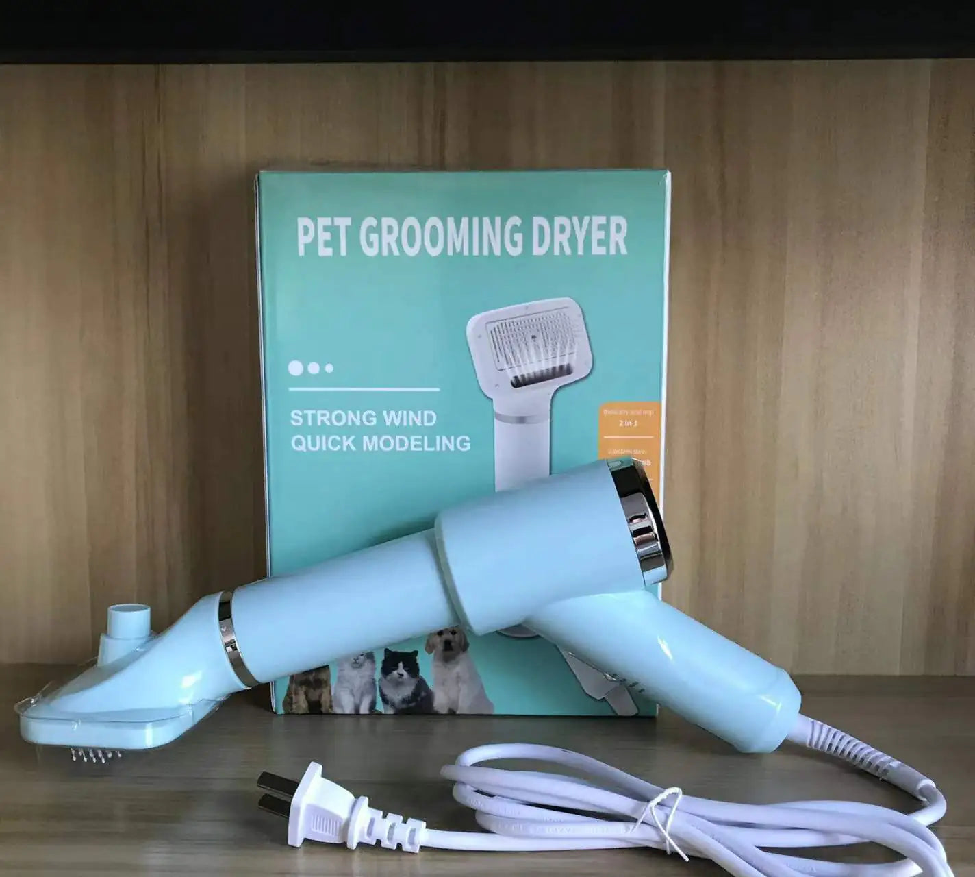 Pet Hair Dryer and Grooming Comb for Dogs and Cats – 2-in-1 Hot Air Brush