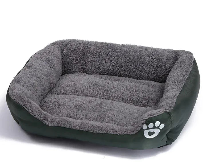 Square Pet Bed – Four Seasons Cotton Wool Dog Mat with Footprint Design