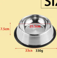 Stainless Steel Non-Slip Pet Feeding Bowl – Anti-Spill 6 Sizes (15-34cm) for Dogs & Cats
