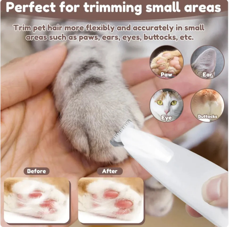 Waterproof Dog Paw Trimmer with LED Light and Smart Display – Cordless Pet Clipper