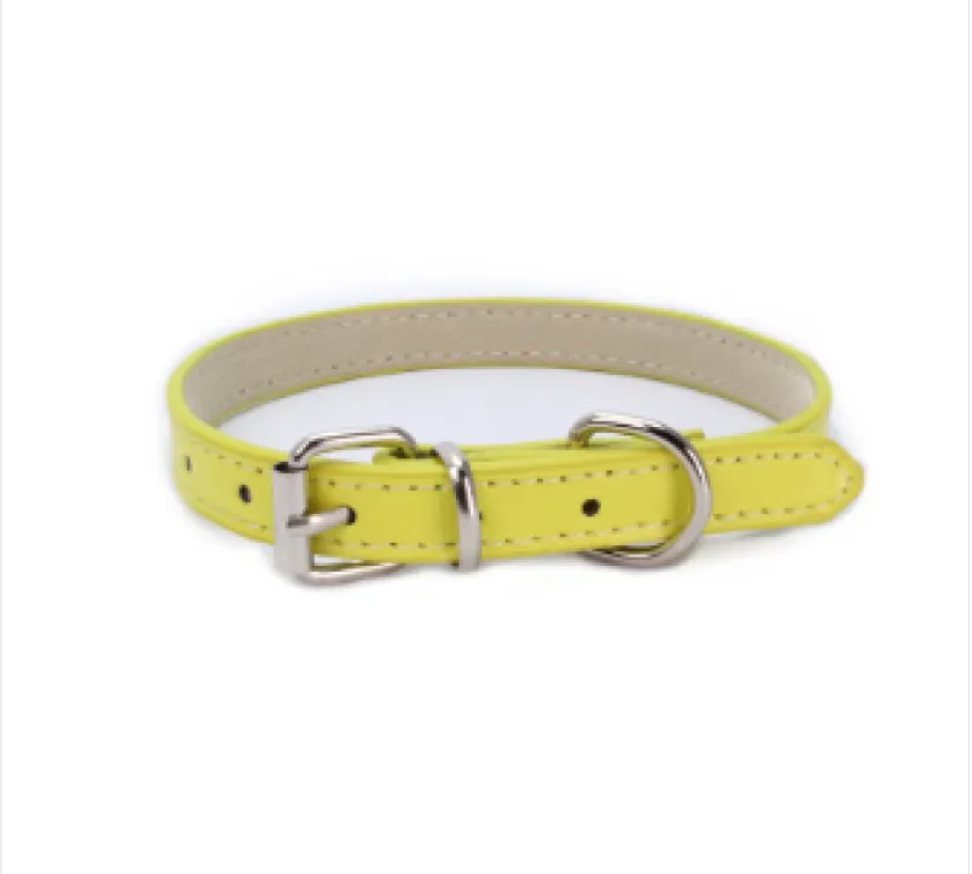 Adjustable Metal Dog Chain Collar – Stretchable PU Strap with Alloy Buckle