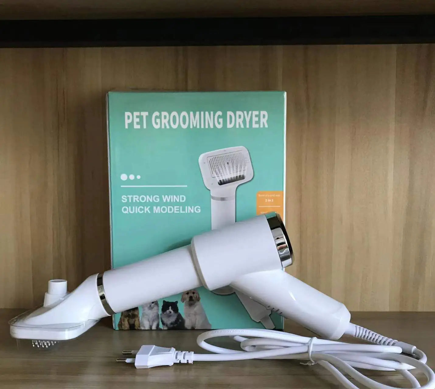 Pet Hair Dryer and Grooming Comb for Dogs and Cats – 2-in-1 Hot Air Brush
