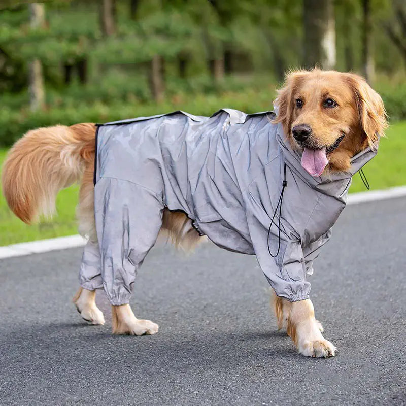 Waterproof Reflective Raincoat for Large Dogs and Pets – PU Outdoor Rain Jacket