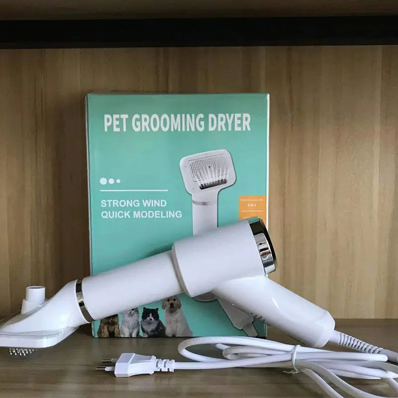 Pet Hair Dryer and Grooming Comb for Dogs and Cats – 2-in-1 Hot Air Brush