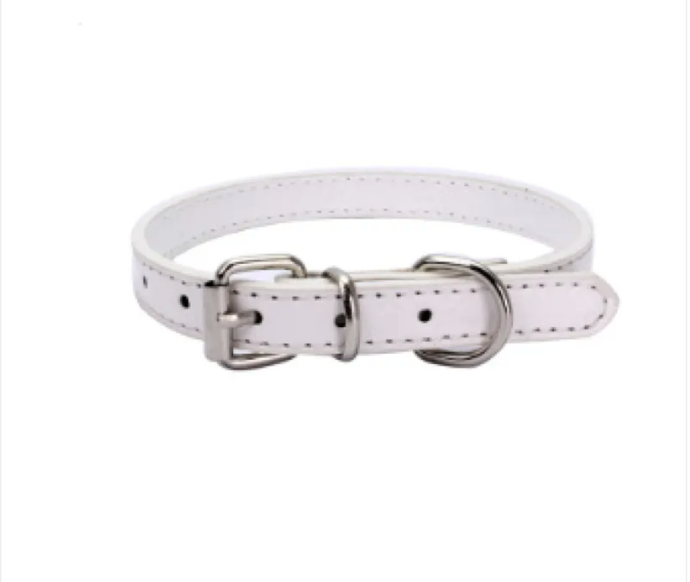 Adjustable Metal Dog Chain Collar – Stretchable PU Strap with Alloy Buckle