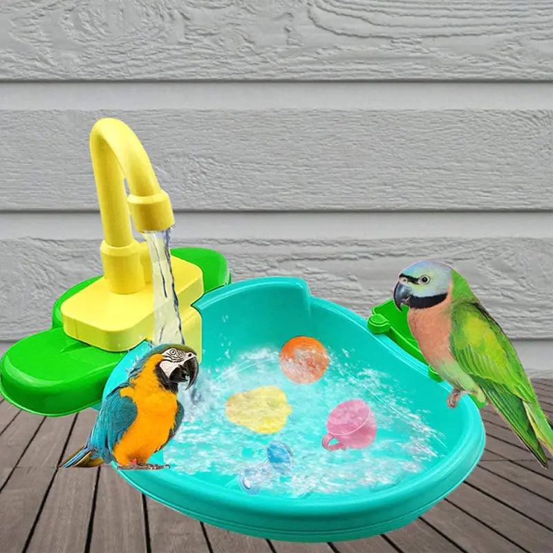 Electric Bird Bath Accessories for Parrots – Circulating Water Cage Bathtub