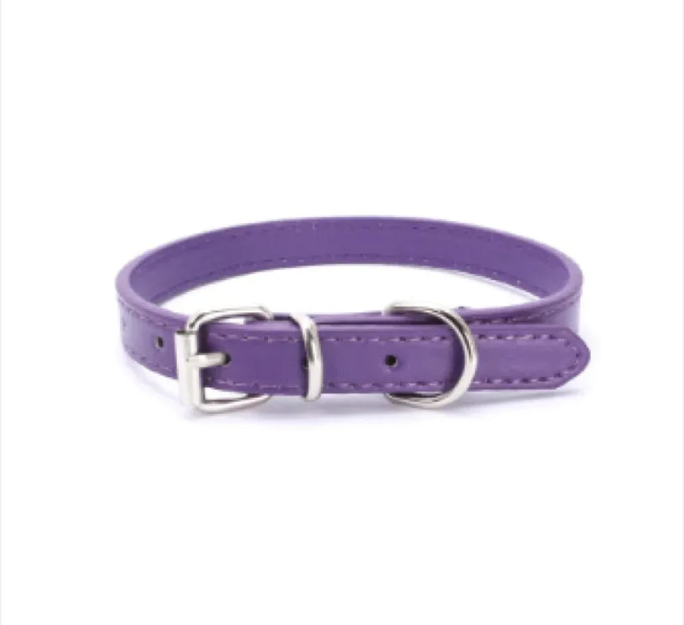 Adjustable Metal Dog Chain Collar – Stretchable PU Strap with Alloy Buckle