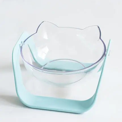 15° Adjustable Transparent Cat Bowl – Neck Support Posture Feeder (Single/Double)