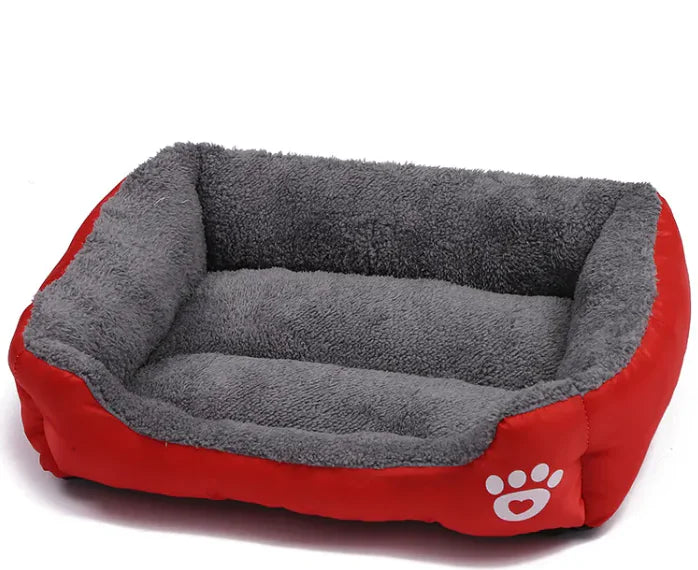 Square Pet Bed – Four Seasons Cotton Wool Dog Mat with Footprint Design