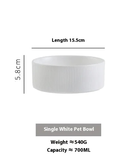 Elevated Pet Ceramic Bowl with Wooden Stand - Anti-Tip Stable Design