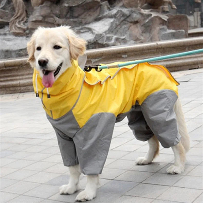 Waterproof Reflective Raincoat for Large Dogs and Pets – PU Outdoor Rain Jacket