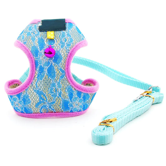Pet Dog and Cat Chest Harness with Leash – Lace Undershirt Style (S–XL)