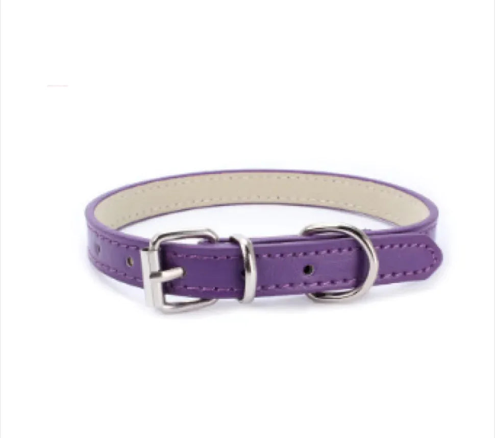 Adjustable Metal Dog Chain Collar – Stretchable PU Strap with Alloy Buckle