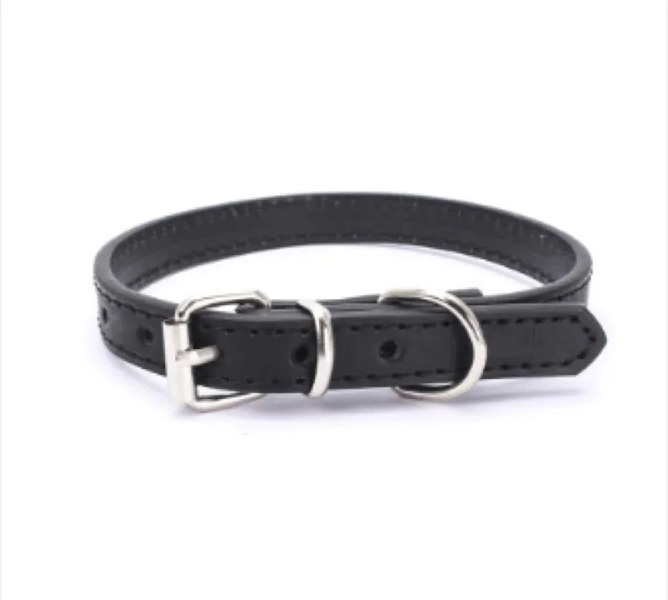 Adjustable Metal Dog Chain Collar – Stretchable PU Strap with Alloy Buckle