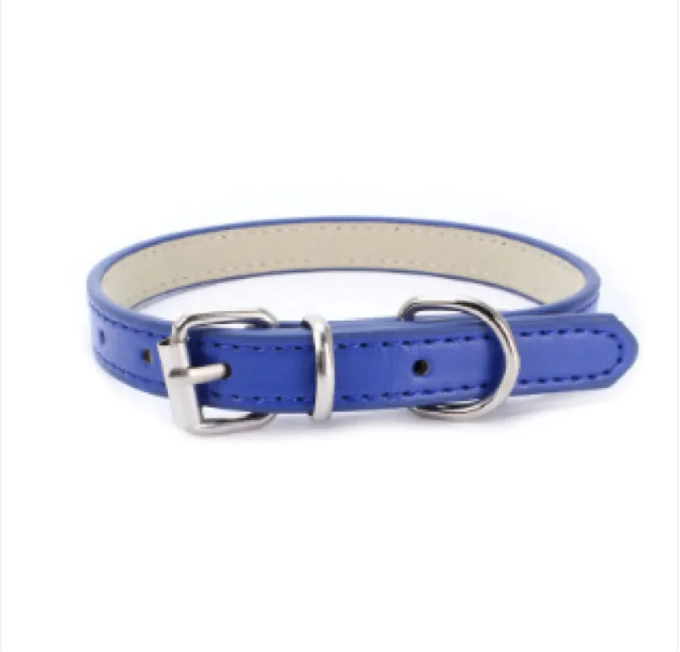 Adjustable Metal Dog Chain Collar – Stretchable PU Strap with Alloy Buckle