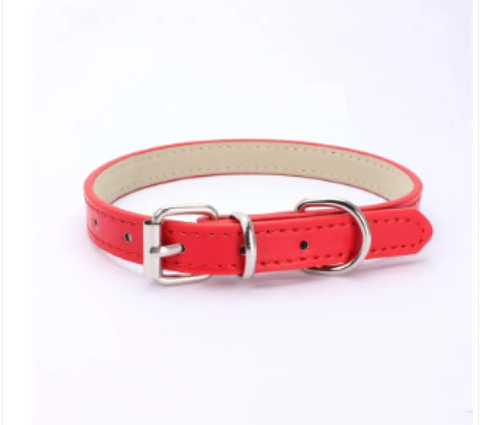 Adjustable Metal Dog Chain Collar – Stretchable PU Strap with Alloy Buckle