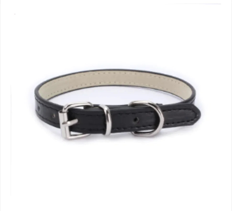 Adjustable Metal Dog Chain Collar – Stretchable PU Strap with Alloy Buckle