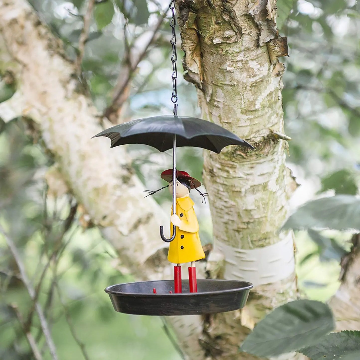 Metal Hanging Bird Feeder with Umbrella Roof – Outdoor Garden Decor Station