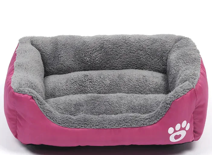 Square Pet Bed – Four Seasons Cotton Wool Dog Mat with Footprint Design