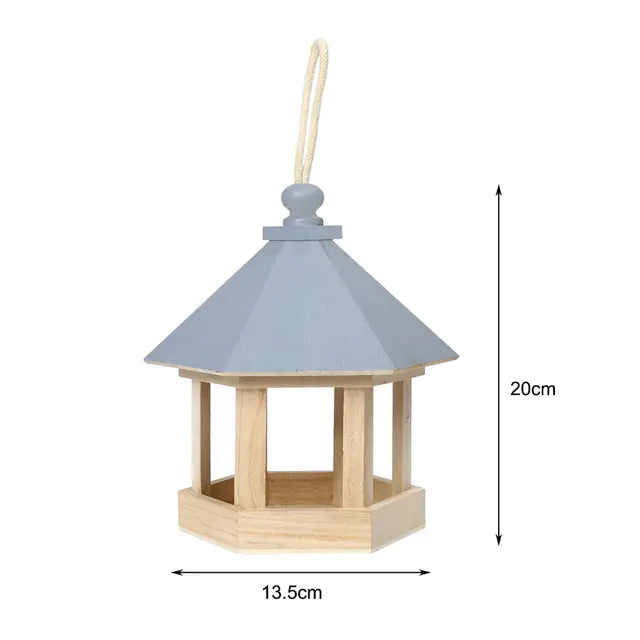 Hanging Wooden Bird Feeder Water Dispenser - Pink/Blue Garden Birdhouse Decor
