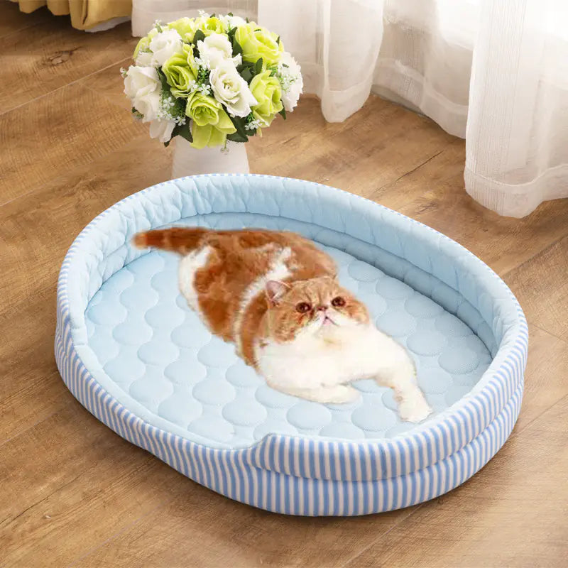 Cooling Pet Bed with Ice Silk Mat for All Seasons – Summer Cooling Pad (S–L)