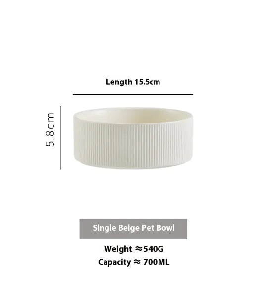Elevated Pet Ceramic Bowl with Wooden Stand - Anti-Tip Stable Design