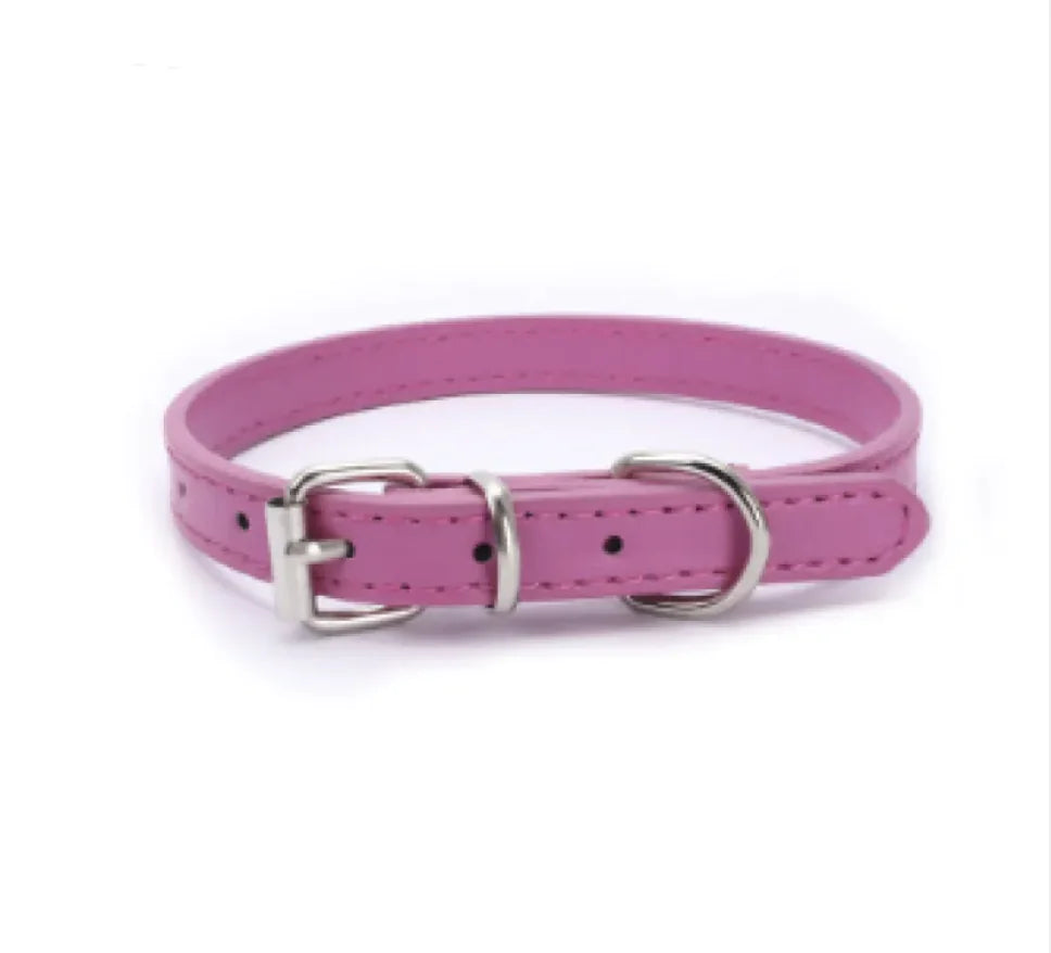 Adjustable Metal Dog Chain Collar – Stretchable PU Strap with Alloy Buckle