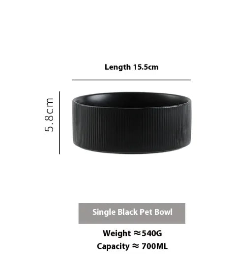 Elevated Pet Ceramic Bowl with Wooden Stand - Anti-Tip Stable Design