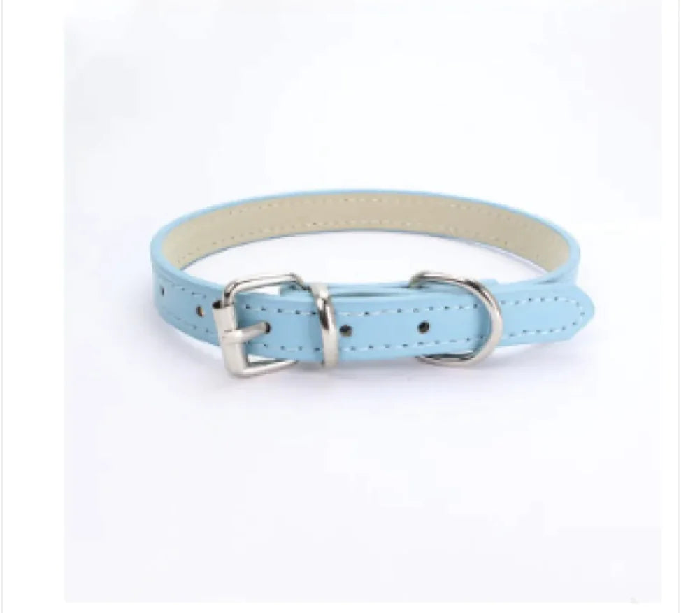 Adjustable Metal Dog Chain Collar – Stretchable PU Strap with Alloy Buckle