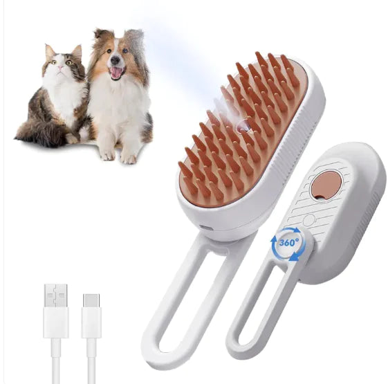3-in-1 Pet Steam Brush - Self-Cleaning Grooming Tool for Dogs & Cats