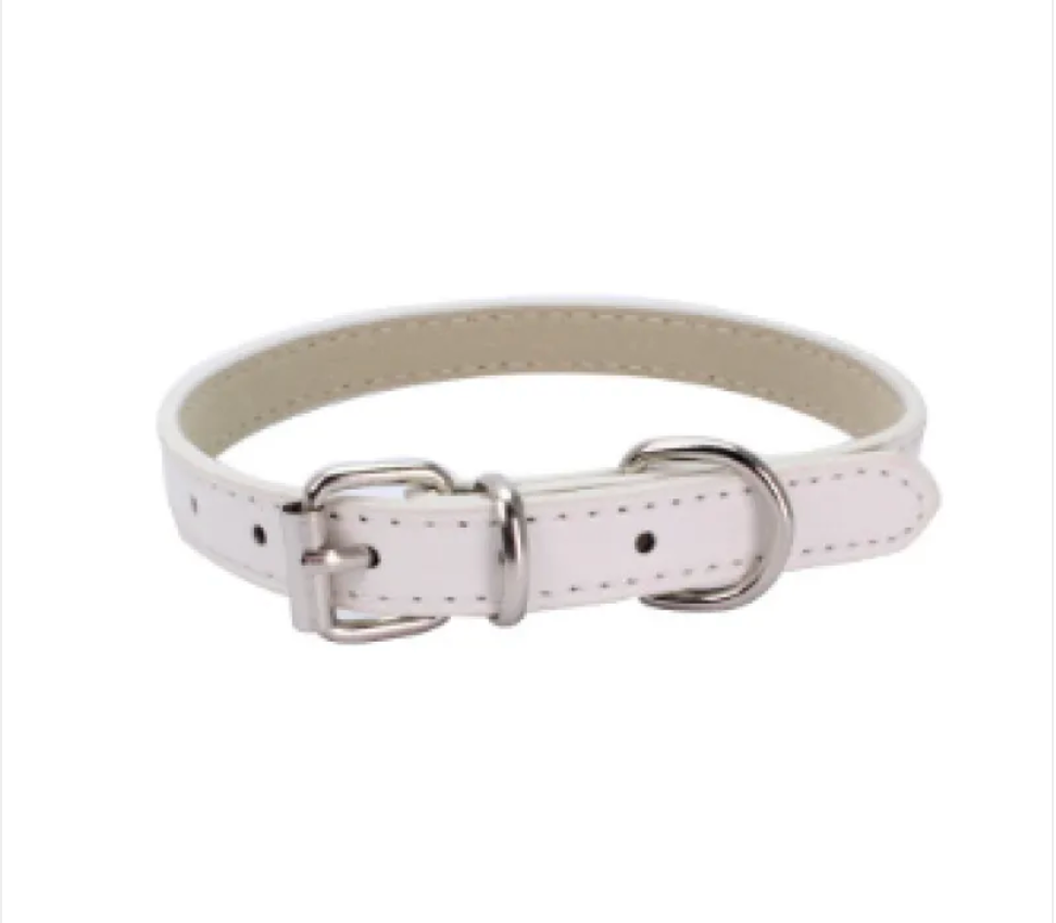Adjustable Metal Dog Chain Collar – Stretchable PU Strap with Alloy Buckle